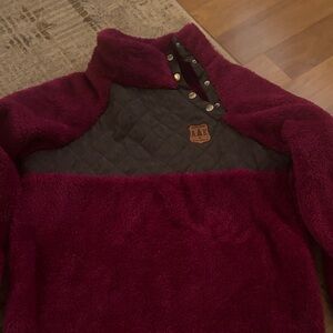 Plush Burgundy and Black Pullover